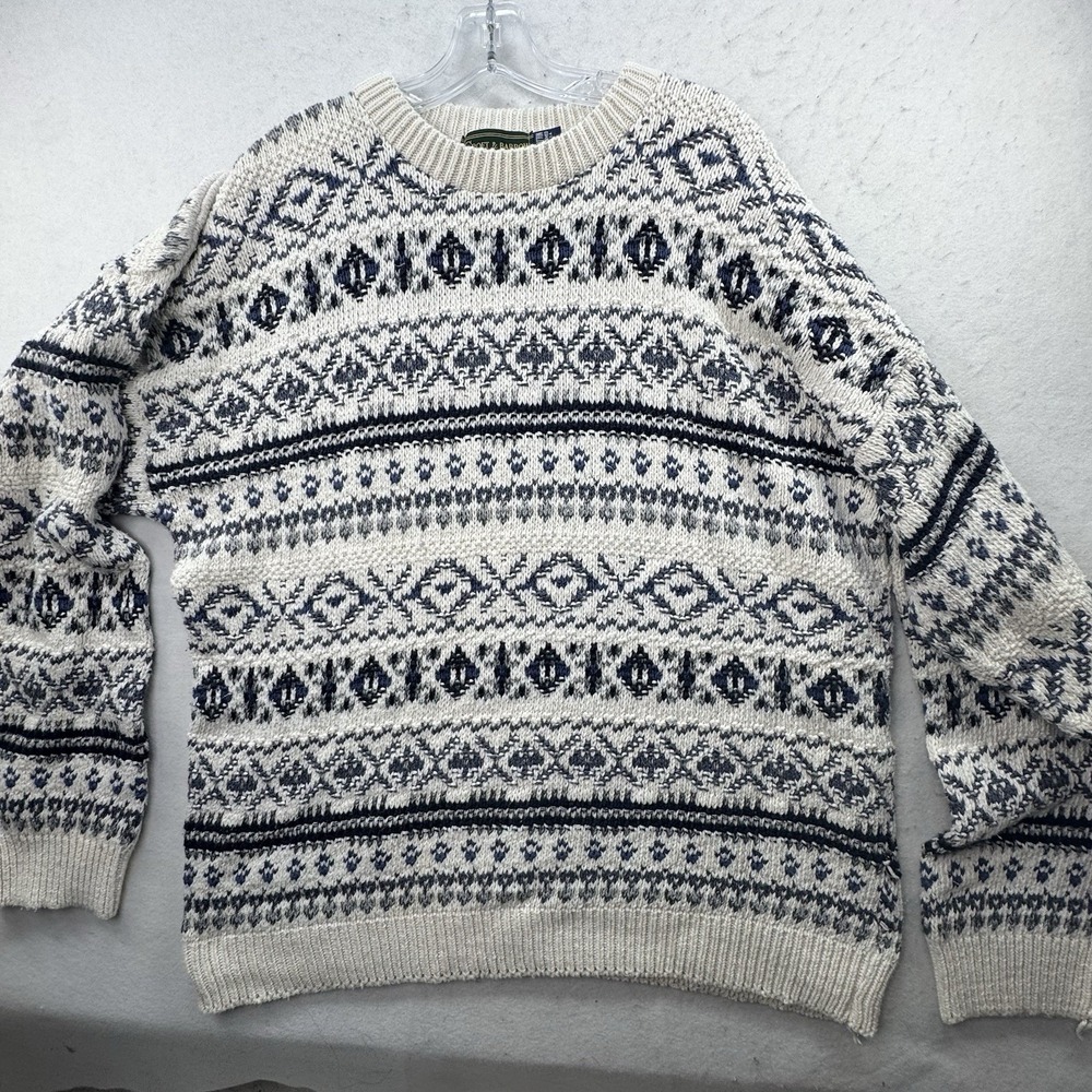Croft & Barrow Sweater Men's XL Vintage‎ USA Made Hand Framed Cotton Fisherman - Picture 11 of 11